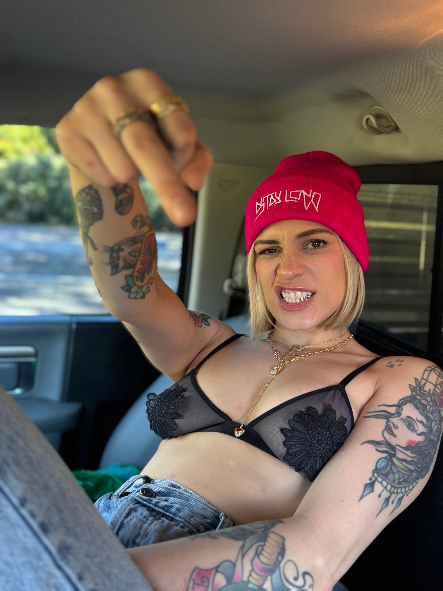 "BLEGH STAYLOCO" Hot Pink Beanie