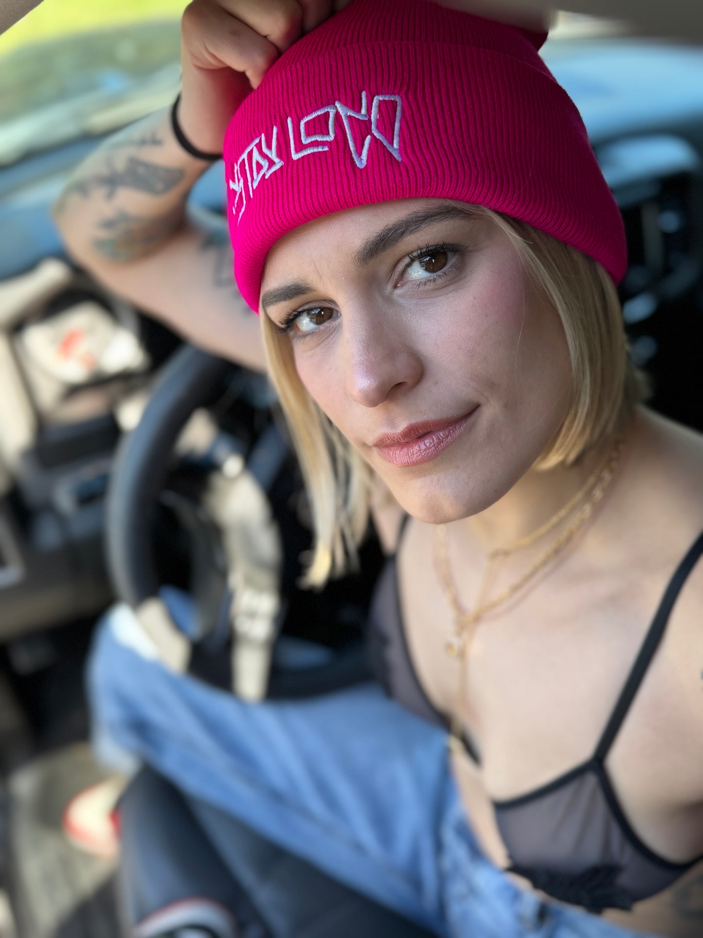 "BLEGH STAYLOCO" Hot Pink Beanie