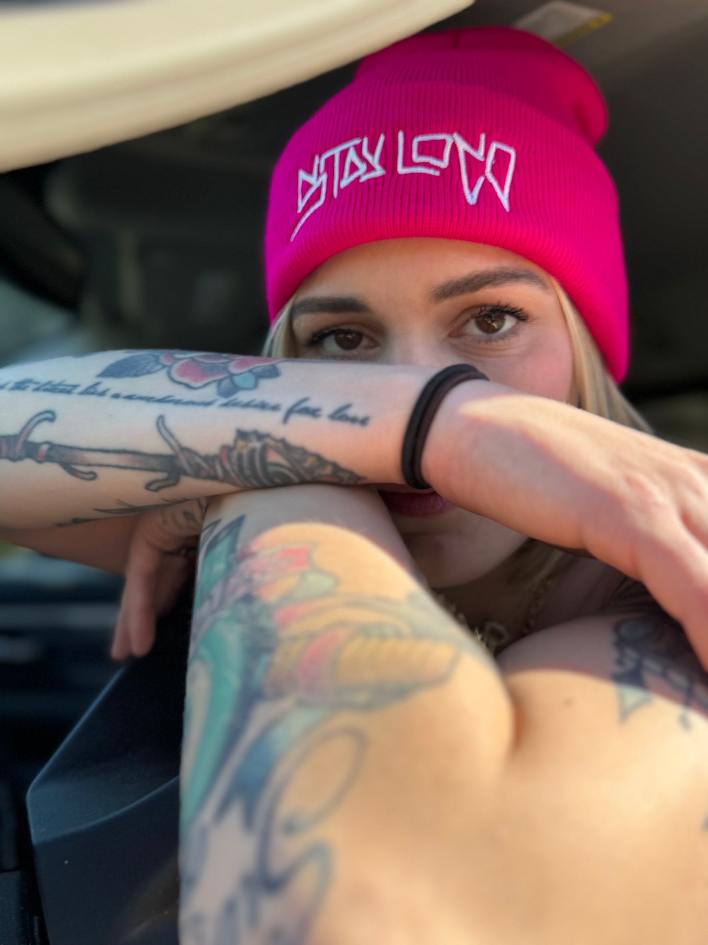 "BLEGH STAYLOCO" Hot Pink Beanie