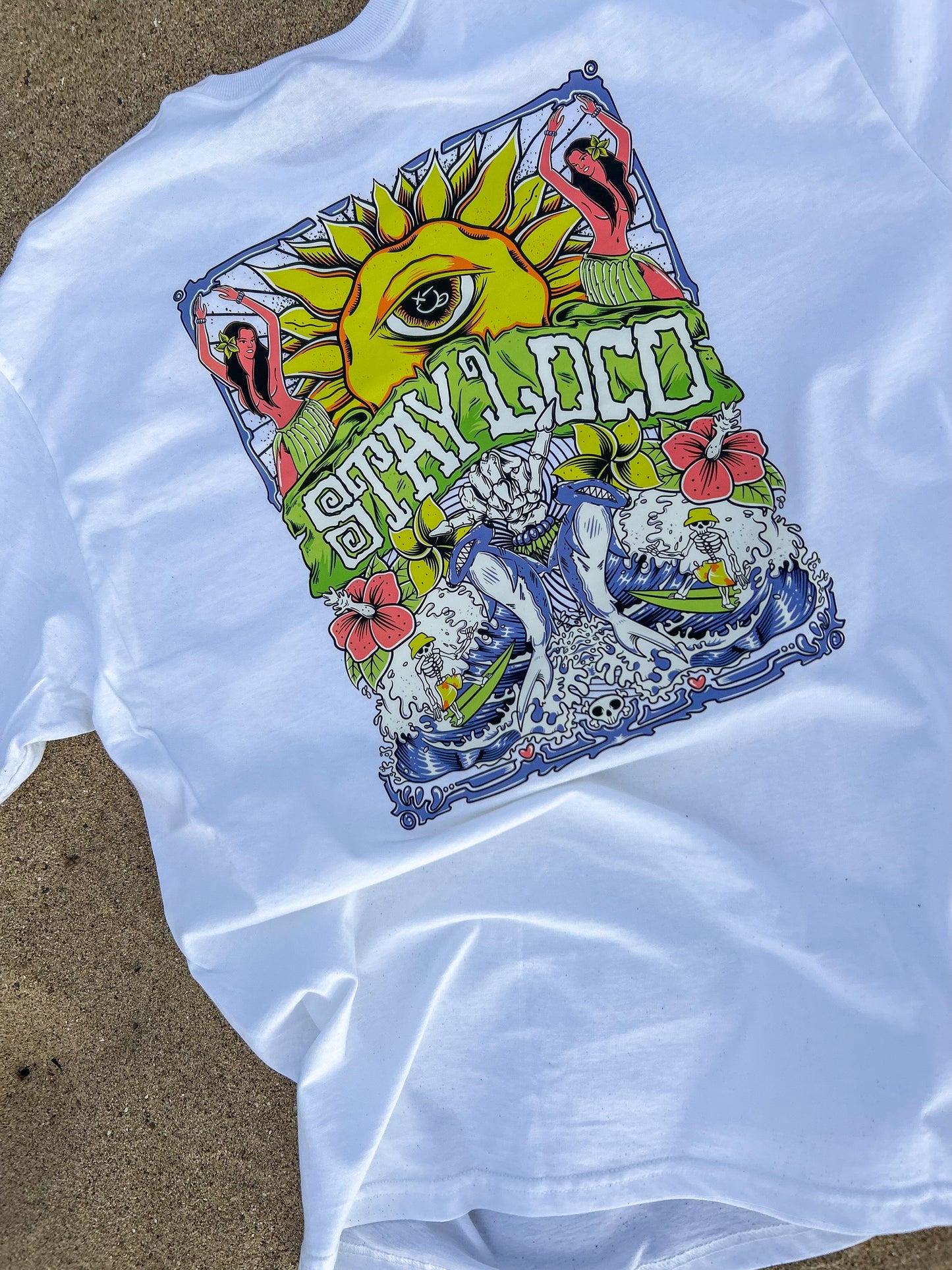 "SHAKA" White Unisex Heavyweight Tee