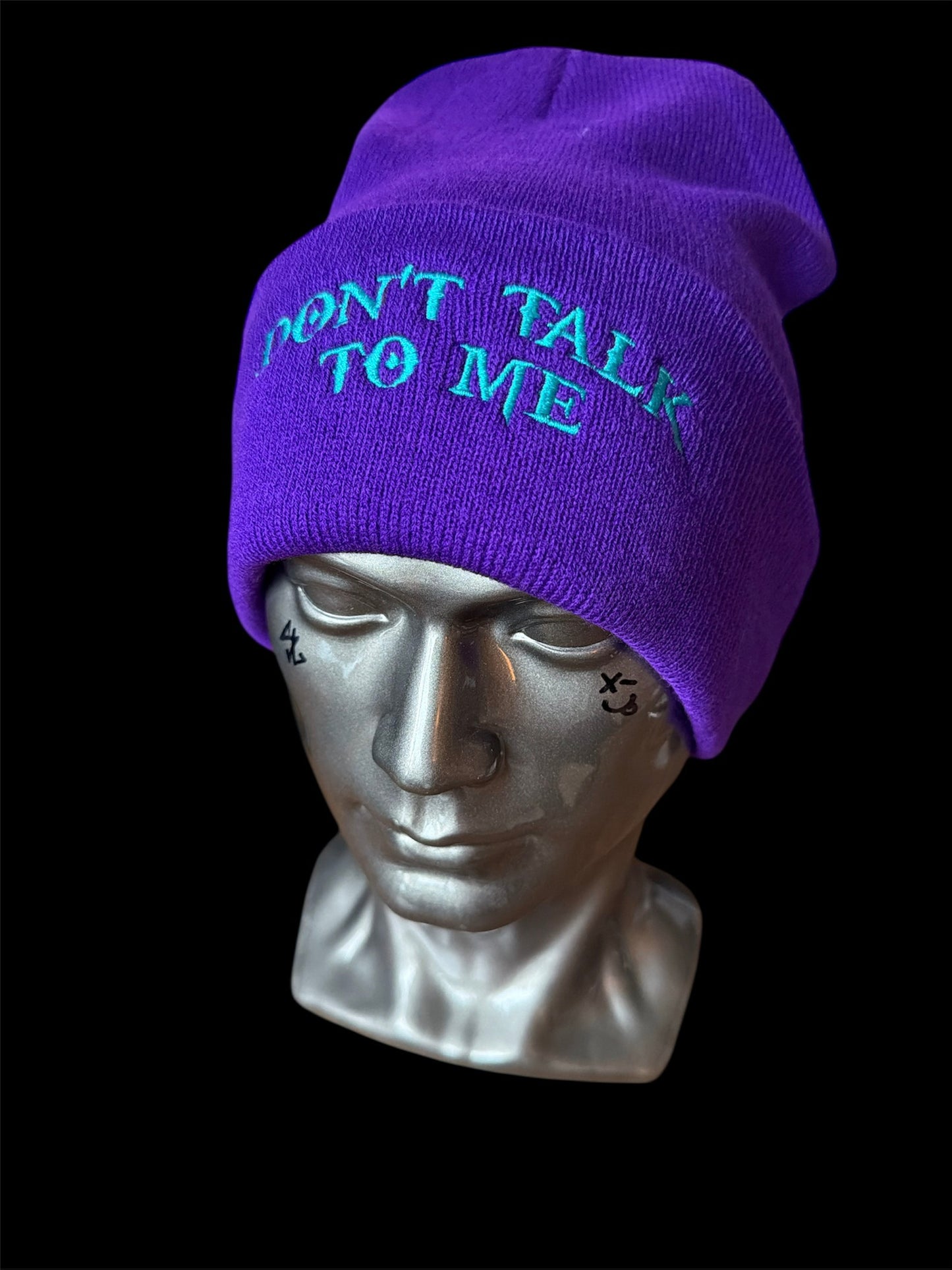 "Don't Talk To Me" Purple Beanie