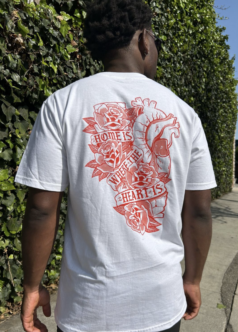 "HOME IS WHERE THE HEART IS" White Unisex Heavyweight Tee