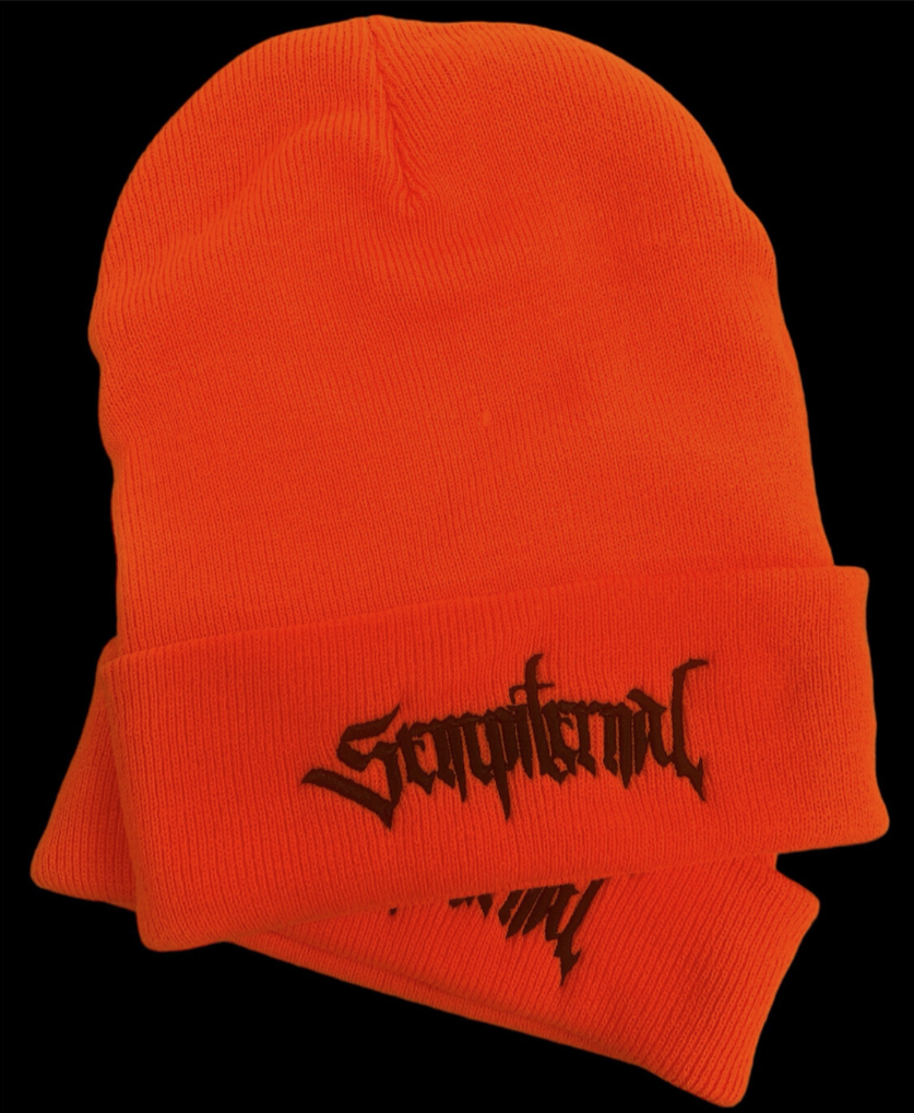 “SEMPITERNAL” Orange Cuffed Beanie