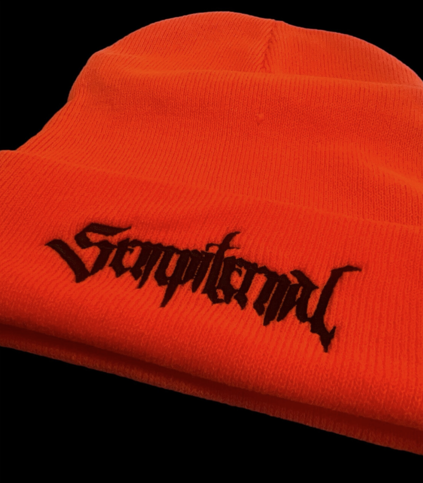 “SEMPITERNAL” Orange Cuffed Beanie
