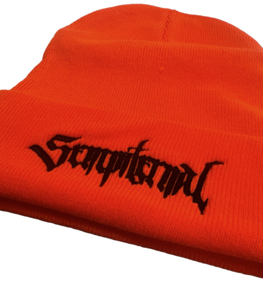 “SEMPITERNAL” Orange Cuffed Beanie