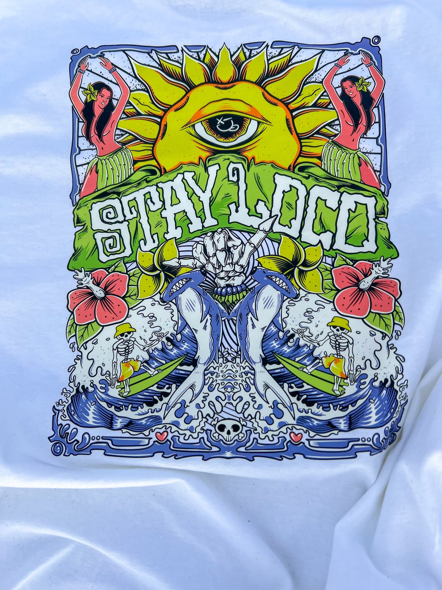 "SHAKA" White Unisex Heavyweight Tee
