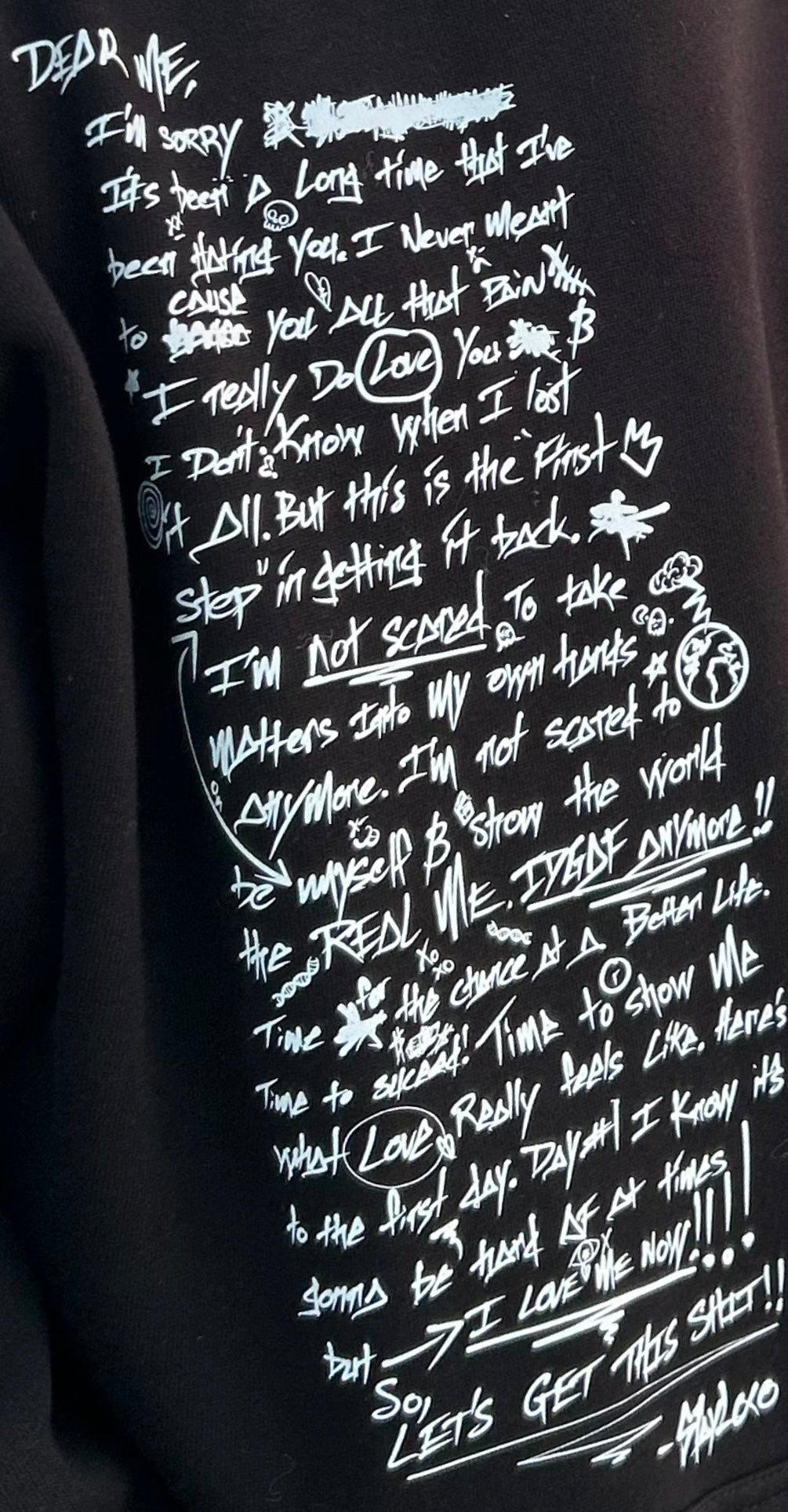 "DEAR ME" Black Hoodie