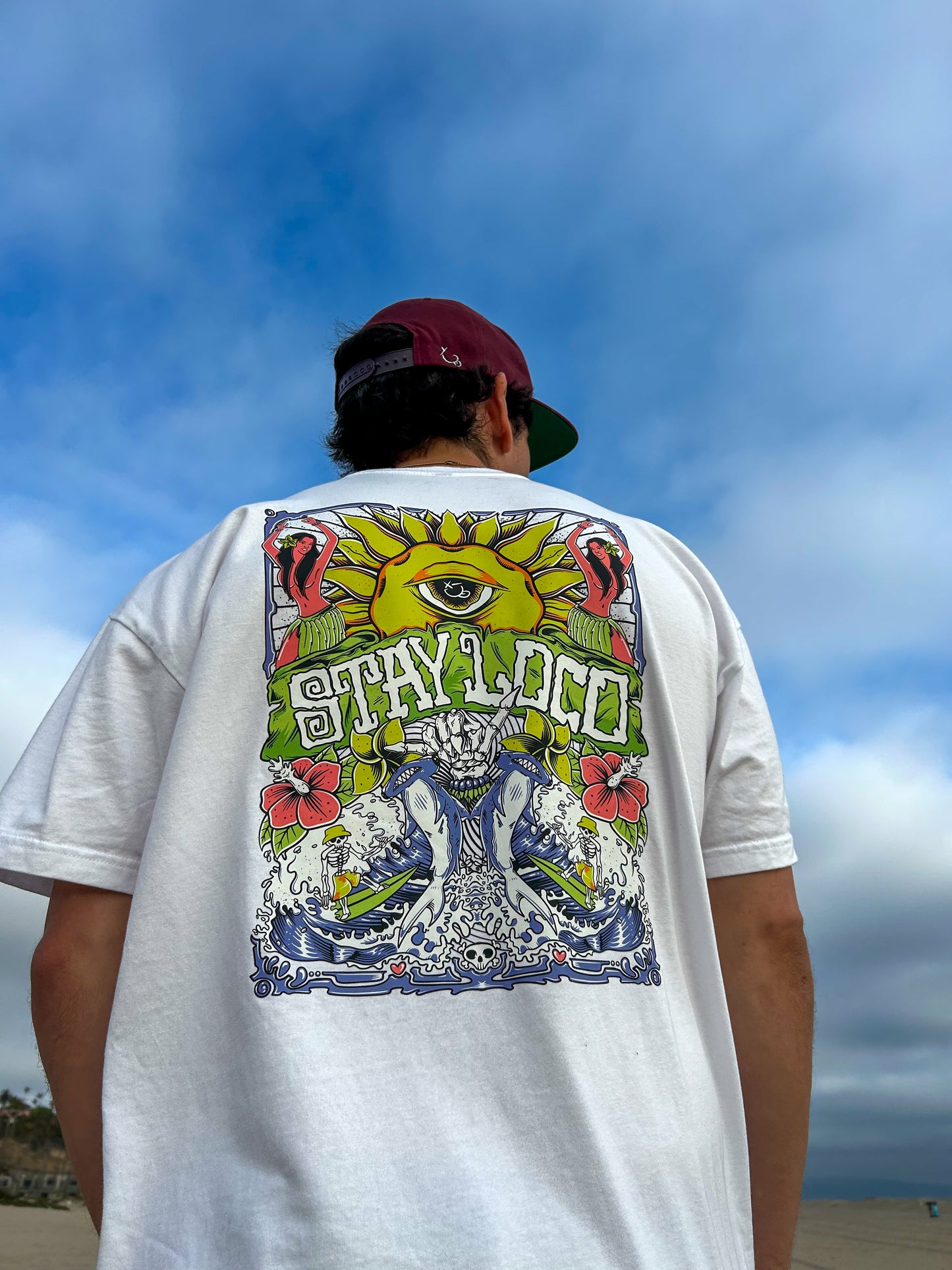 "SHAKA" White Unisex Heavyweight Tee