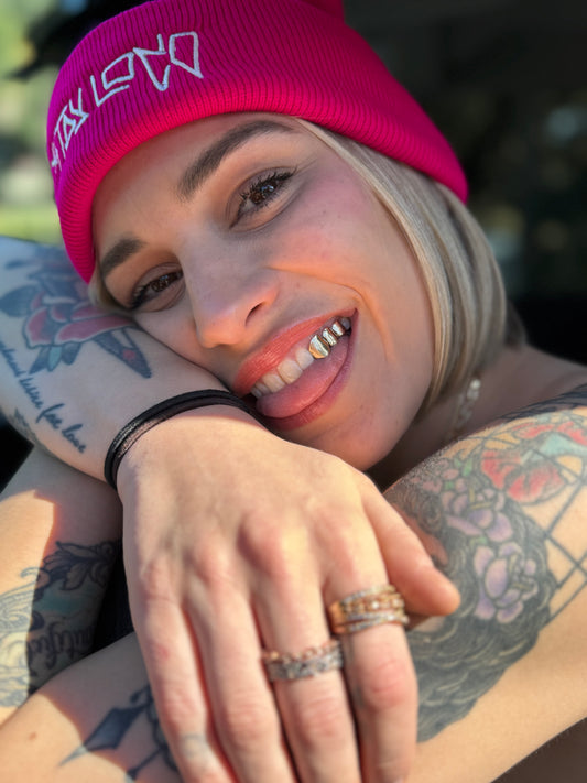 "BLEGH STAYLOCO" Hot Pink Beanie