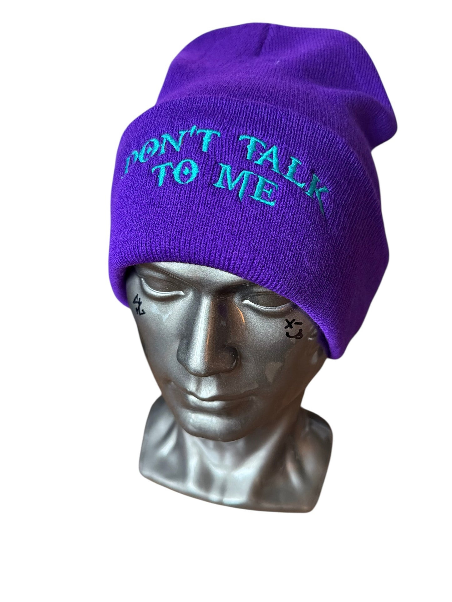 "Don't Talk To Me" Purple Beanie