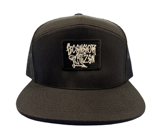 "SCENEIOR CITIZEN" Black 7 Panel Trucker*