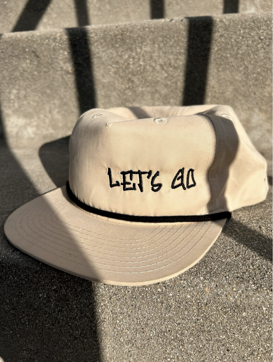 "LETS GO" Water Repellent Off White Flatbill