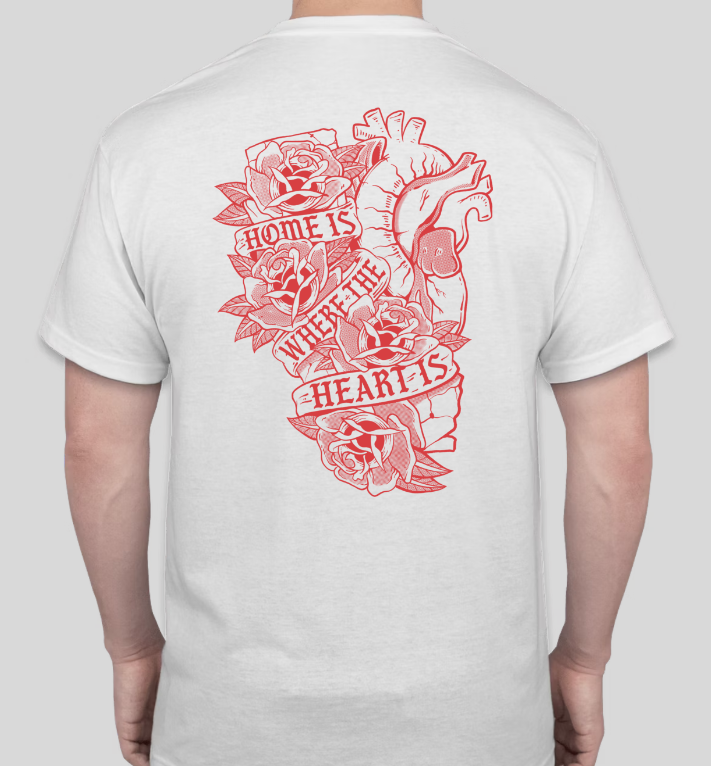 "HOME IS WHERE THE HEART IS" White Unisex Heavyweight Tee